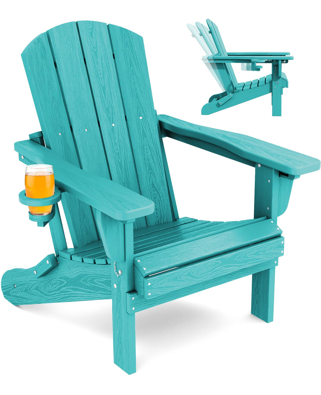 Folding Adjustable Adirondack Chair with Cup Holder W346