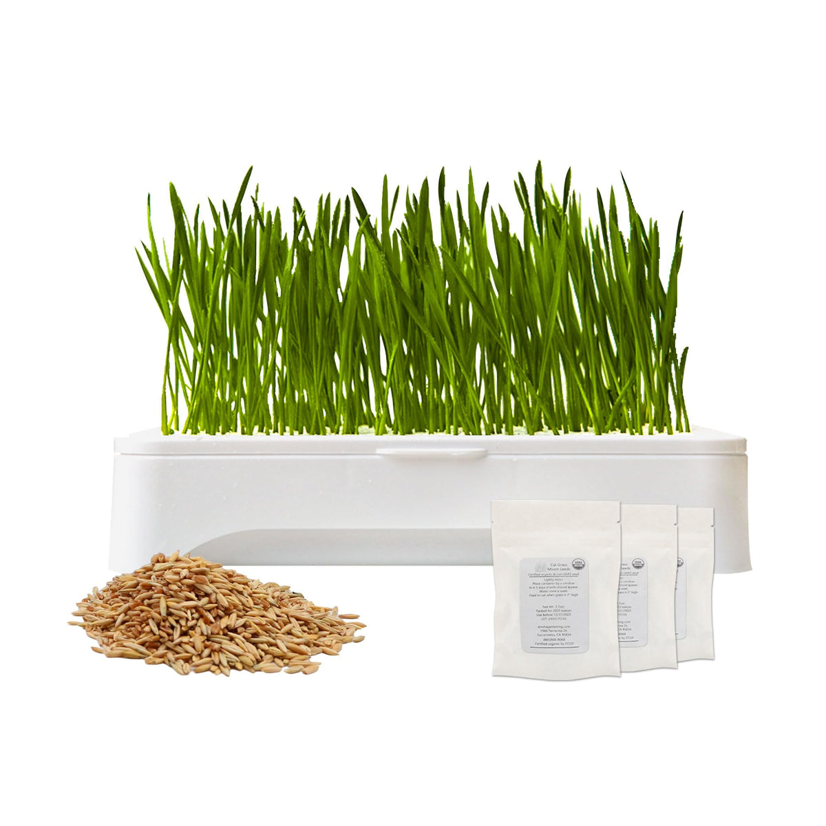 Cat Grass Kit with Organic Seeds Mix and Hydroponic Sprout Tray W719