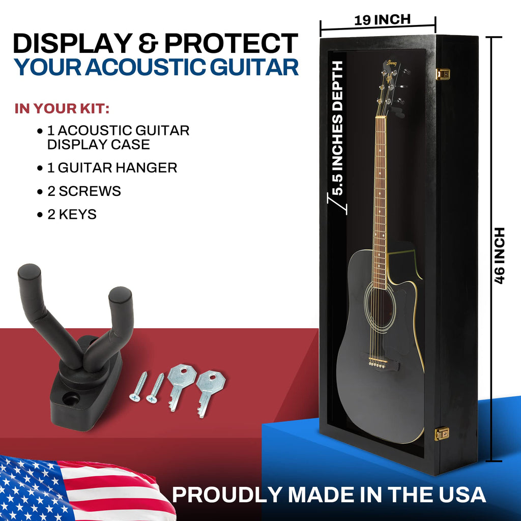 Acoustic Guitar Display Case Wall Mount Black I52124