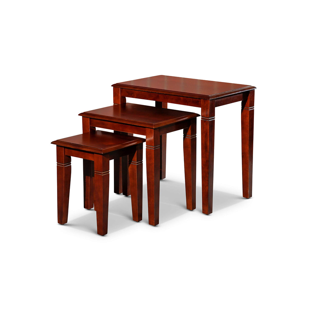 Wooden Nesting Tables Set of 3 Cherry Finish R418
