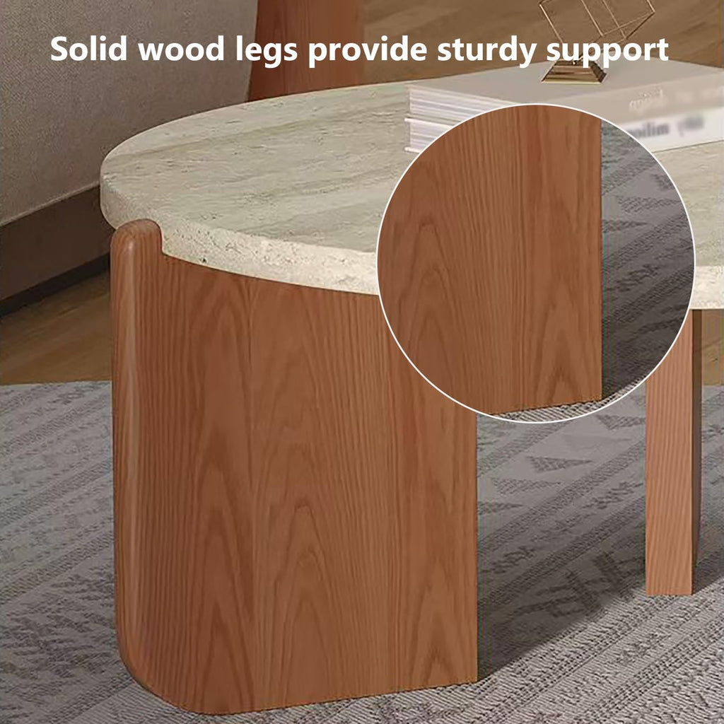Solid Wood Stone Top Coffee Table D4585