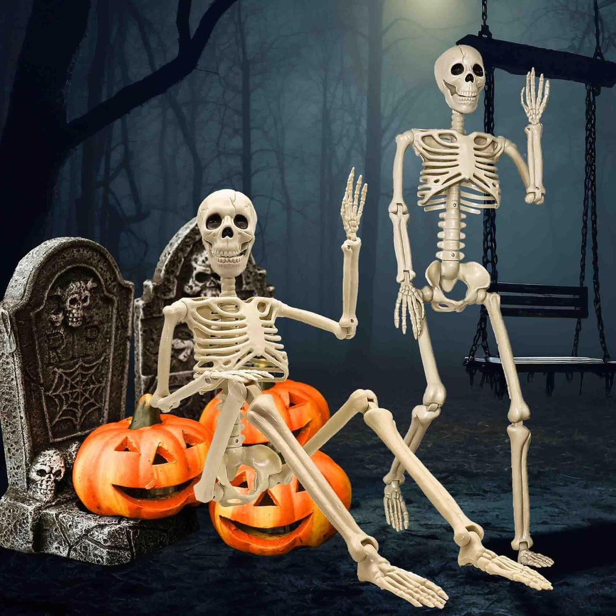 2-Pack 67" Posable Skeletons with Movable Joints H630