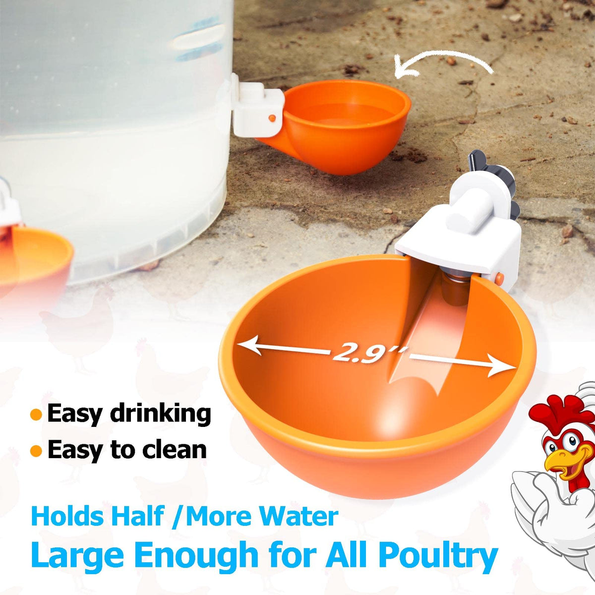 Large Automatic Chicken Waterer Cups with Inserts 5 Pack H239971