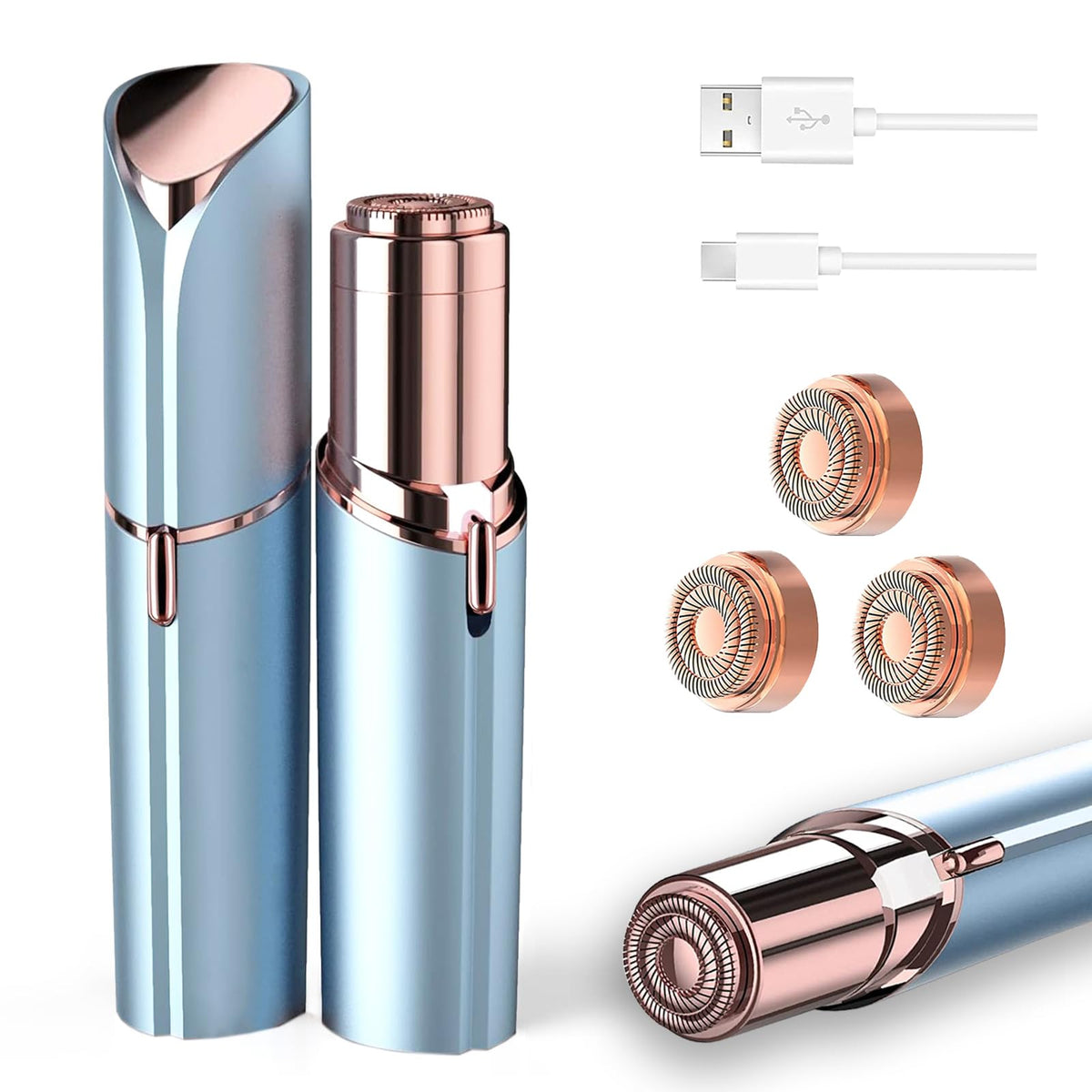 Facial Hair Removal USB Rechargeable 3 Replacement Heads D177607