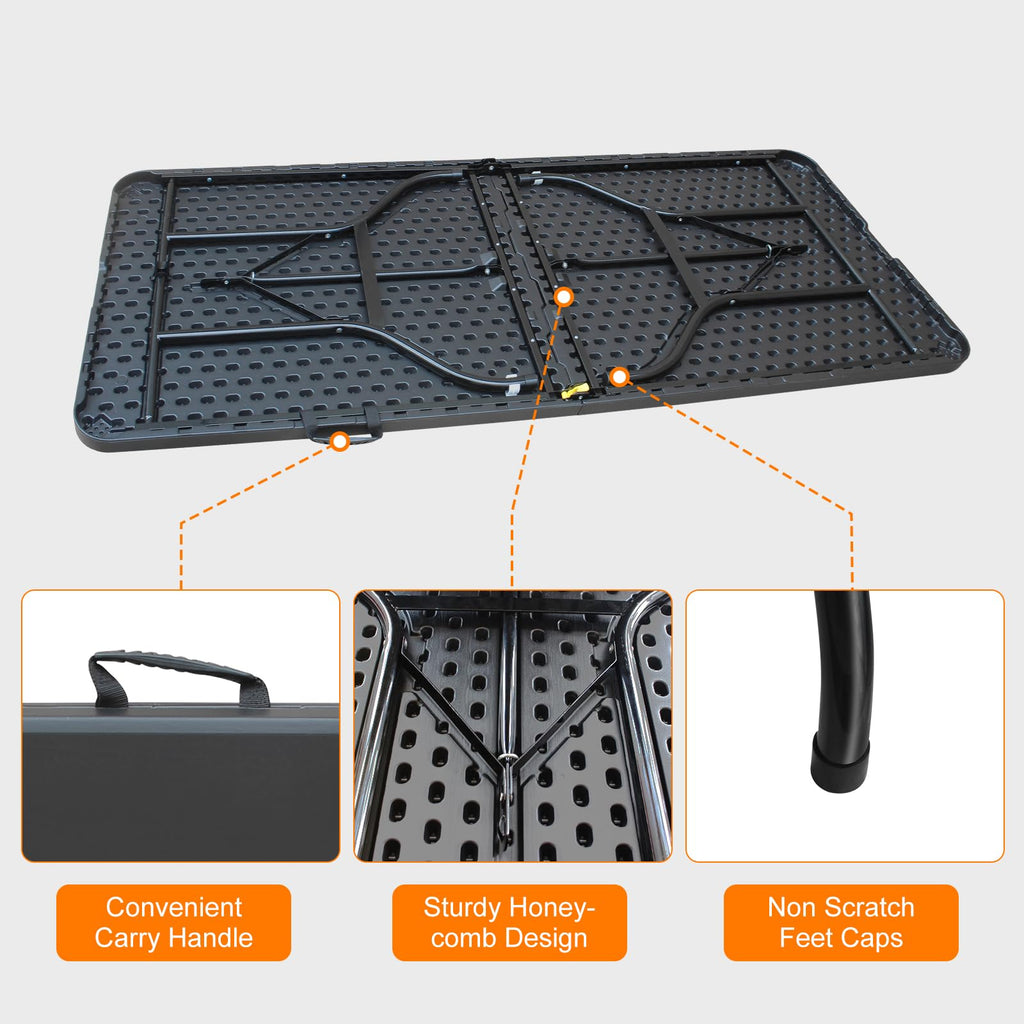 6 FT Black Folding Table with Carry Handle M141259