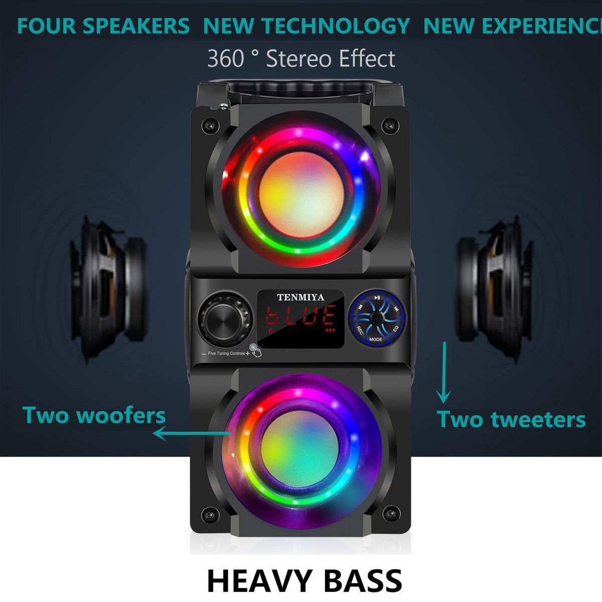 40W Portable Bluetooth Speaker with Lights and FM Radio L8579