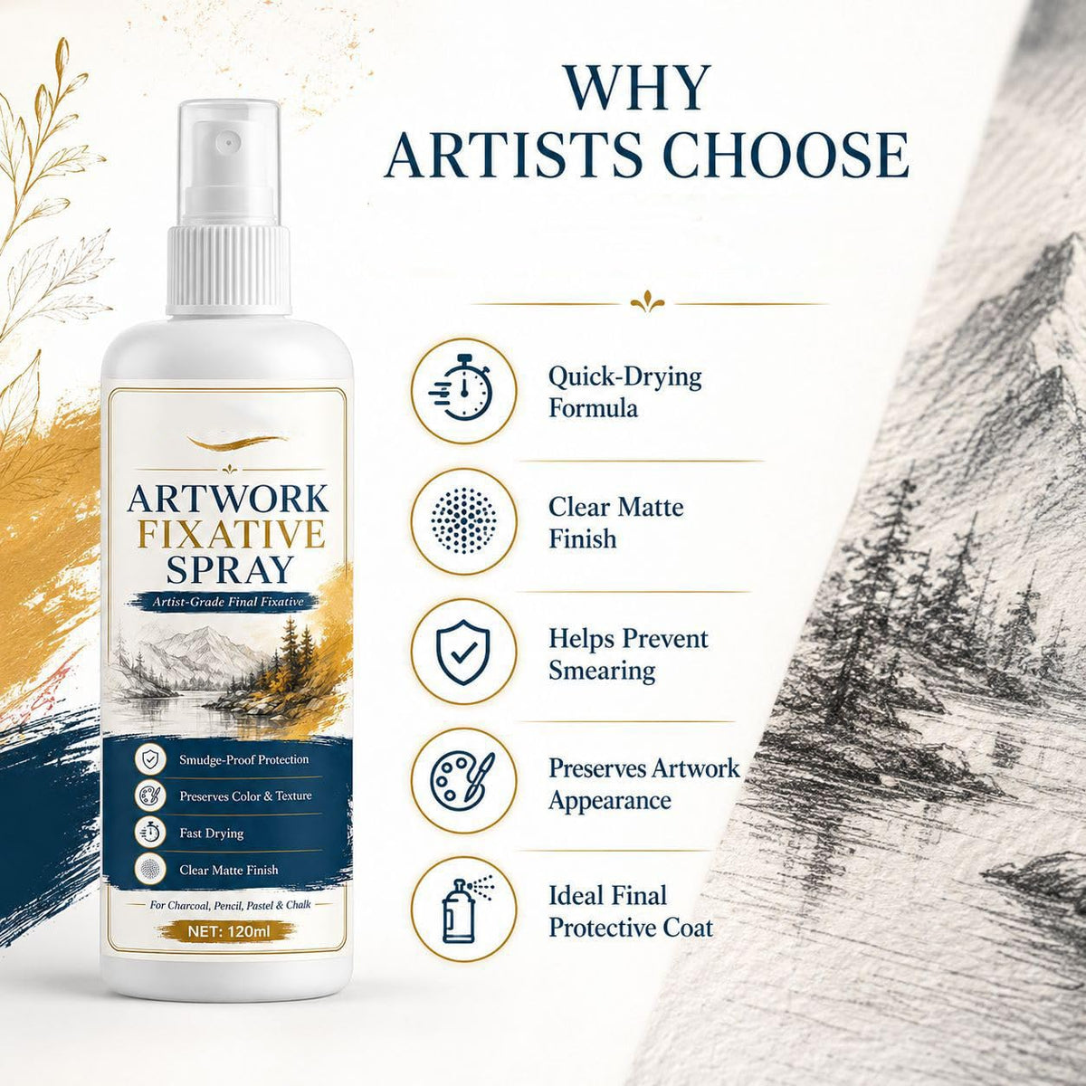 Matte Quick Dry Artwork Fixative Spray 5Pcs Z1700