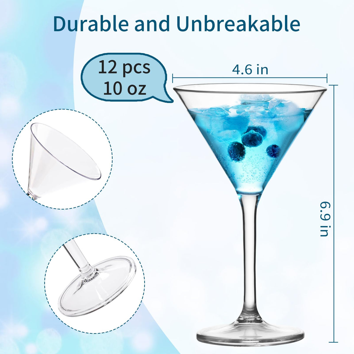 10 oz Plastic Martini Glasses Set of 12 B419