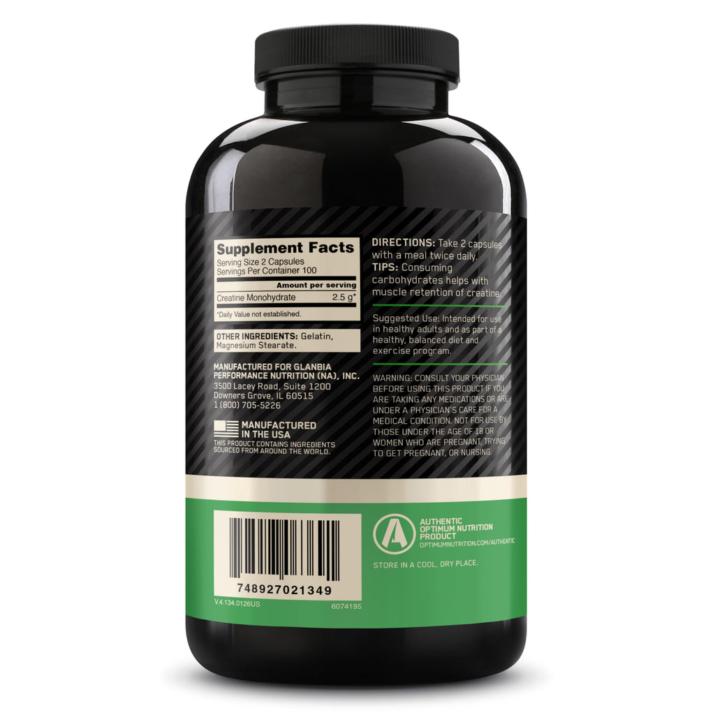 Micronized Creatine Monohydrate Capsules, 200 Ct K308875