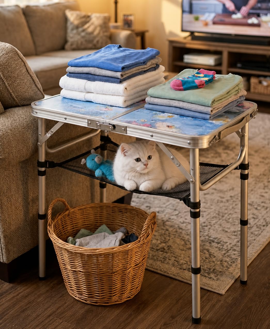 Portable 3 Adjustable Height Folding Outdoor Side Table A349