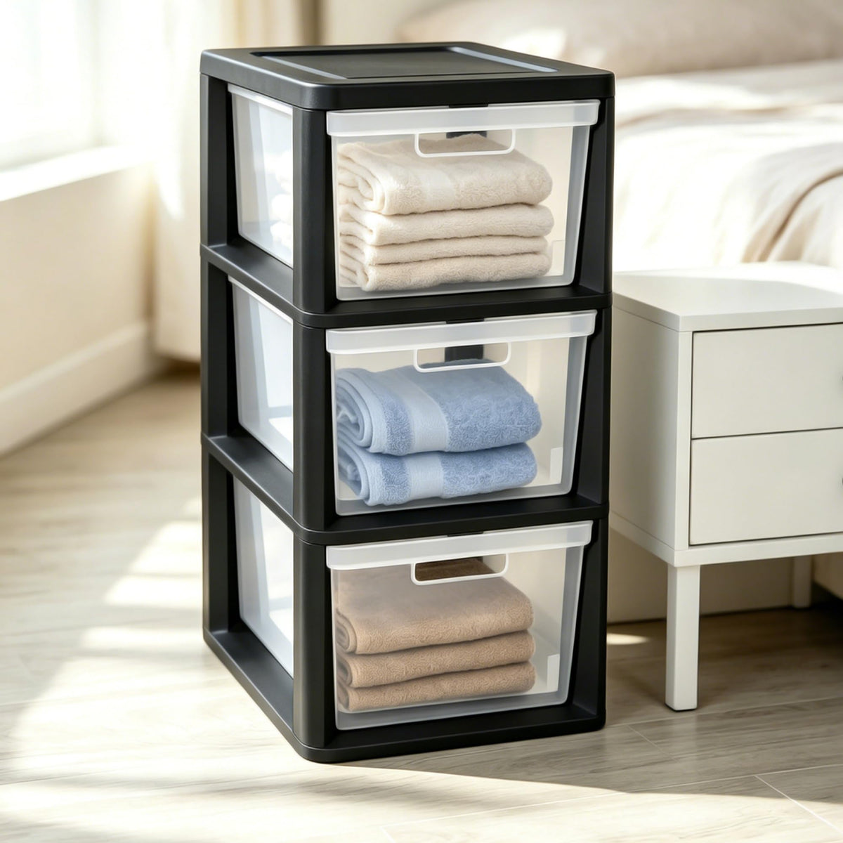 3-Drawer Plastic Storage Organizer Tower C33549