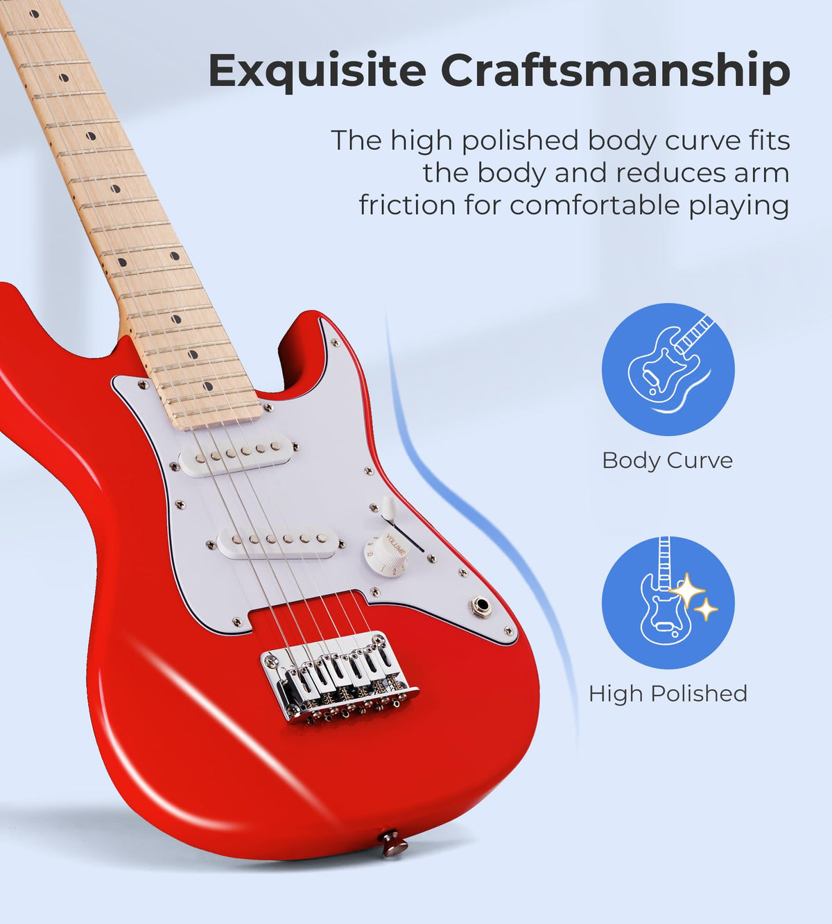 30 Inch Kids Electric Guitar Starter Kit with Amp Red Y1494