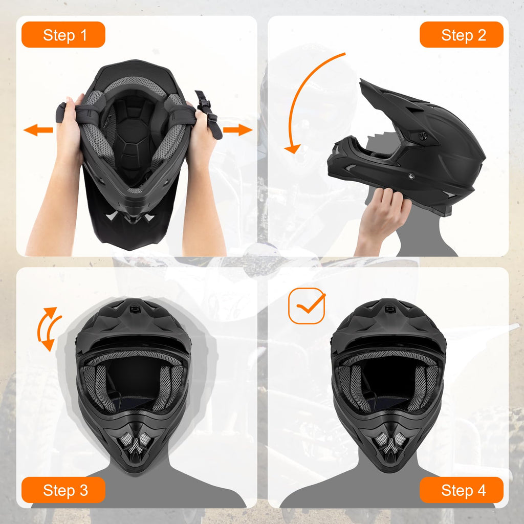 Adult ATV Dirt Bike Helmet with Goggles Gloves & Mask N106