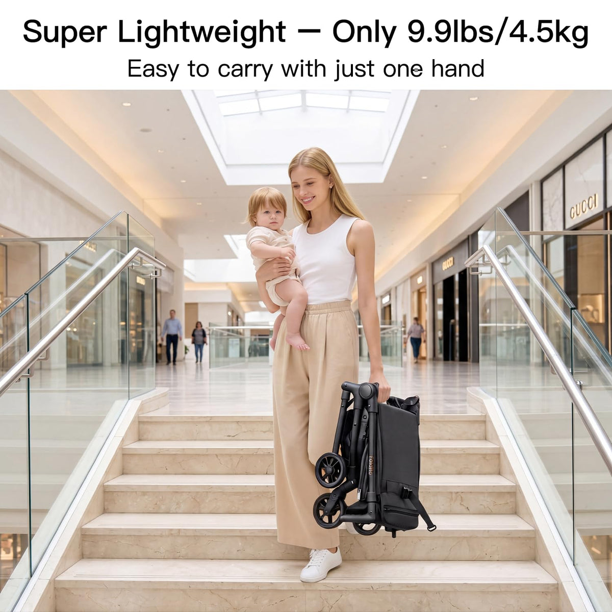 Ultra Compact Lightweight 9.9 lbs Black Travel Stroller V138
