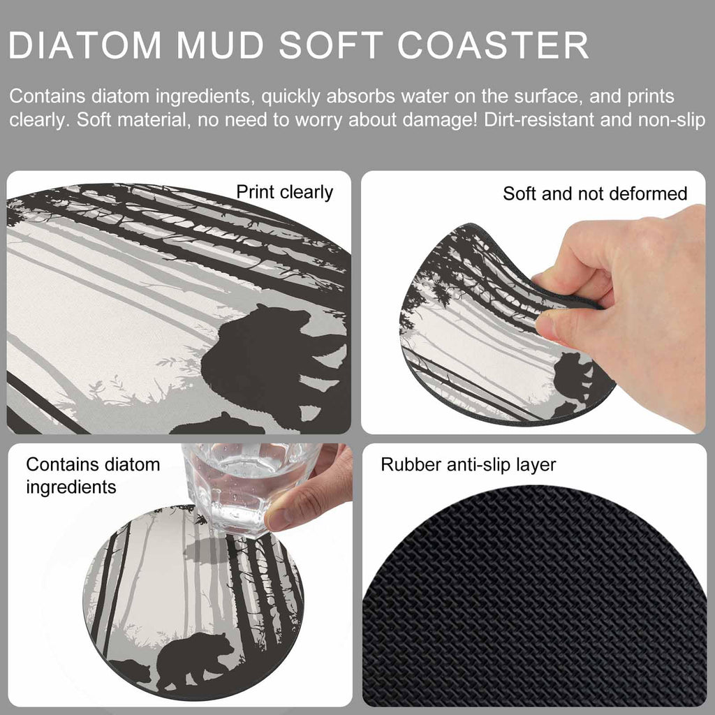 Black Grey Set of 4 Soft Absorbent Coasters S430124