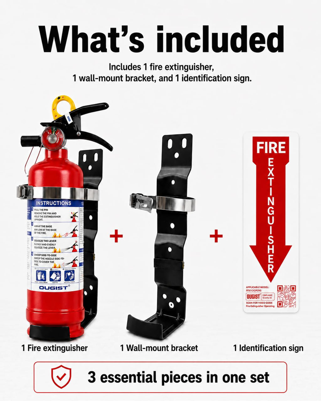 2.5 lb ABC Dry Chemical Fire Extinguisher with Wall Mount A455