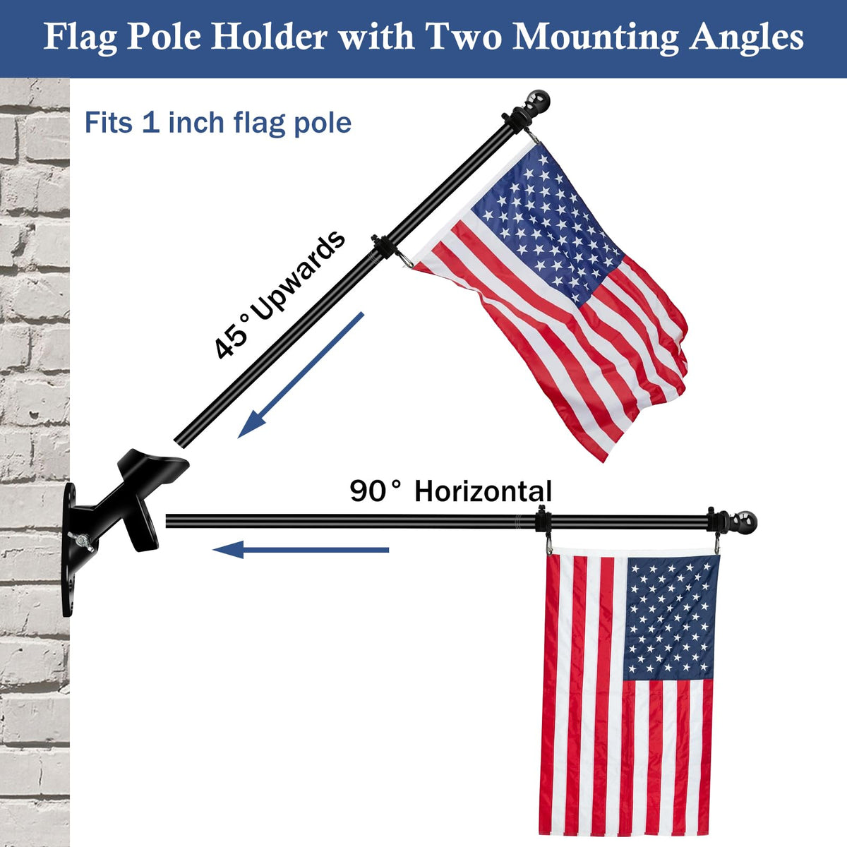 5FT Stainless Steel Wall Mounted Flag Pole Kit with Holder G649