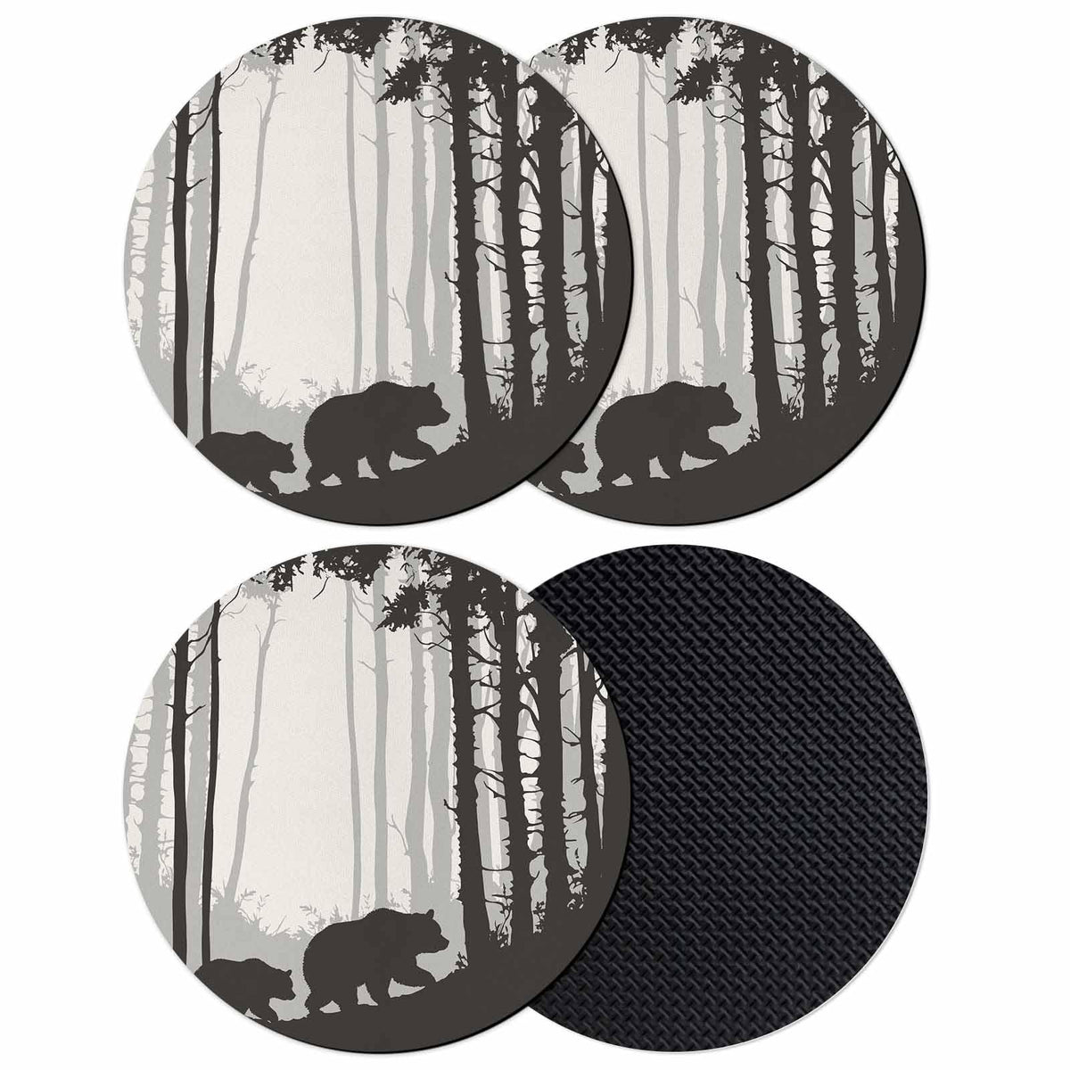 Black Grey Set of 4 Soft Absorbent Coasters S430124