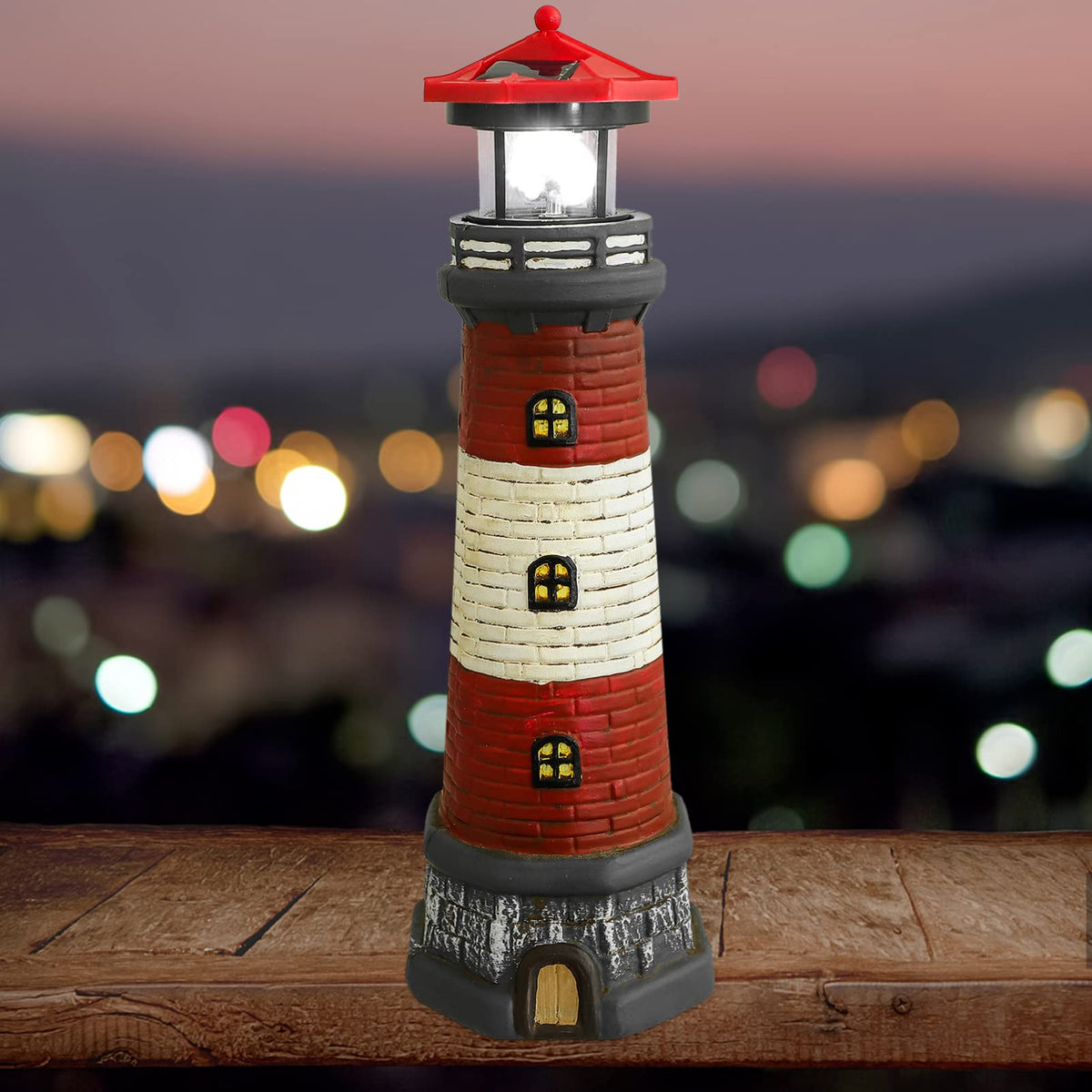 Solar Lighthouse Statue with Solar Light Waterproof Outdoor Decor O902