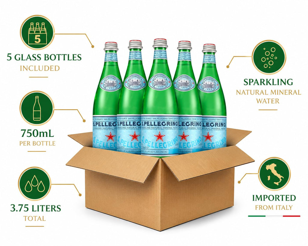 Sparkling Natural Mineral Water 750 mL Glass Bottles 5 Pack H65661