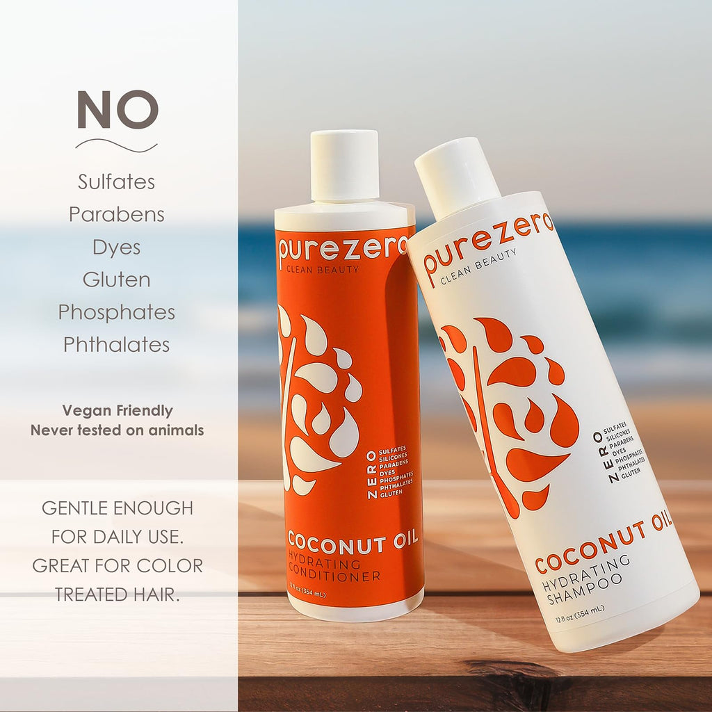 Coconut Oil Silicone Free Shampoo & Conditioner Set 2 × 12 oz D50831