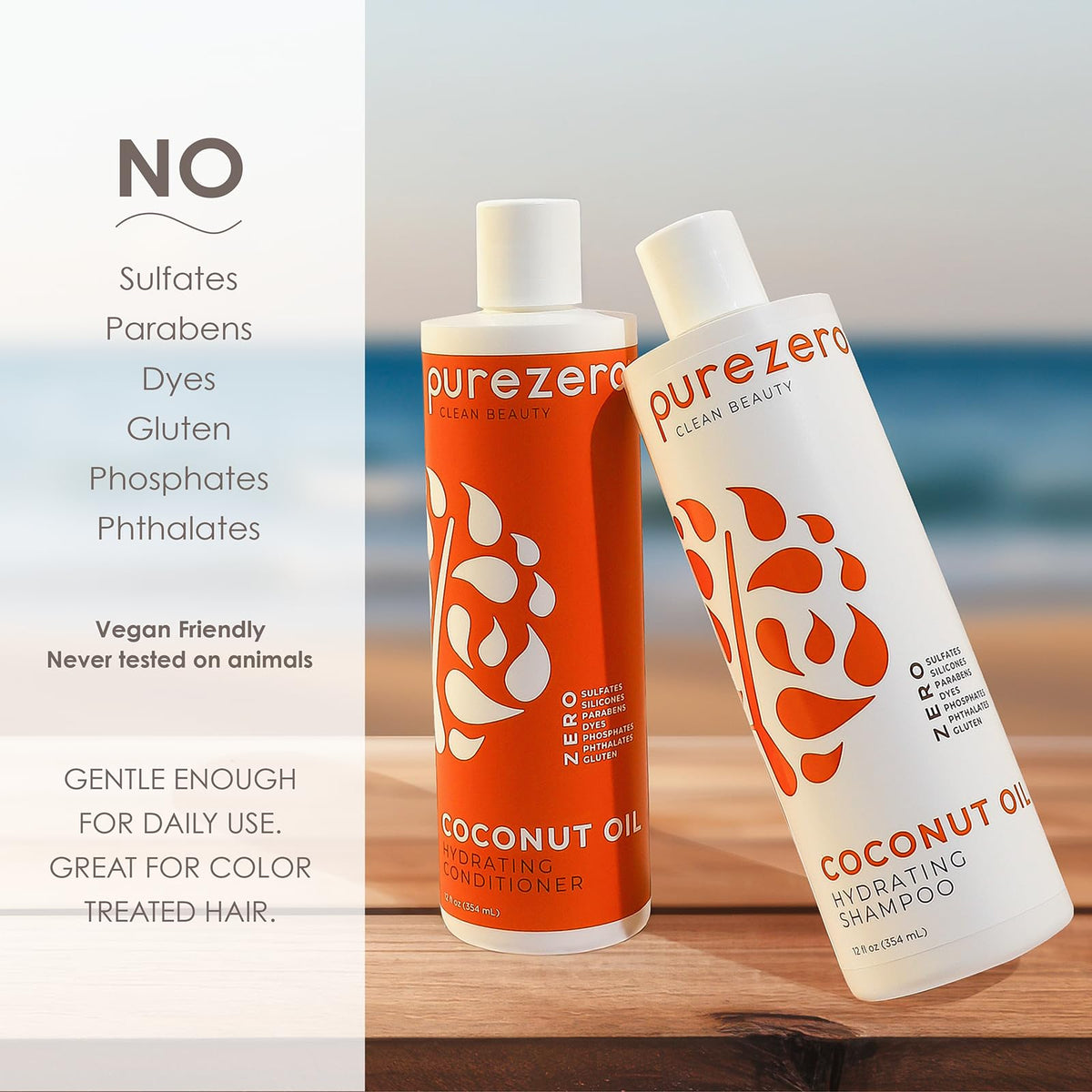 Coconut Oil Silicone Free Shampoo & Conditioner Set 2 × 12 oz D50831