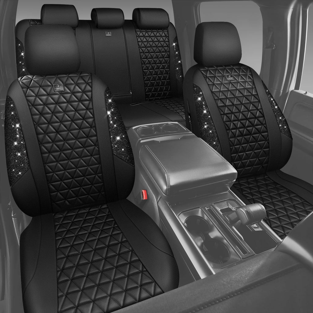 Black Leather Car Seat Covers Full Set C728776