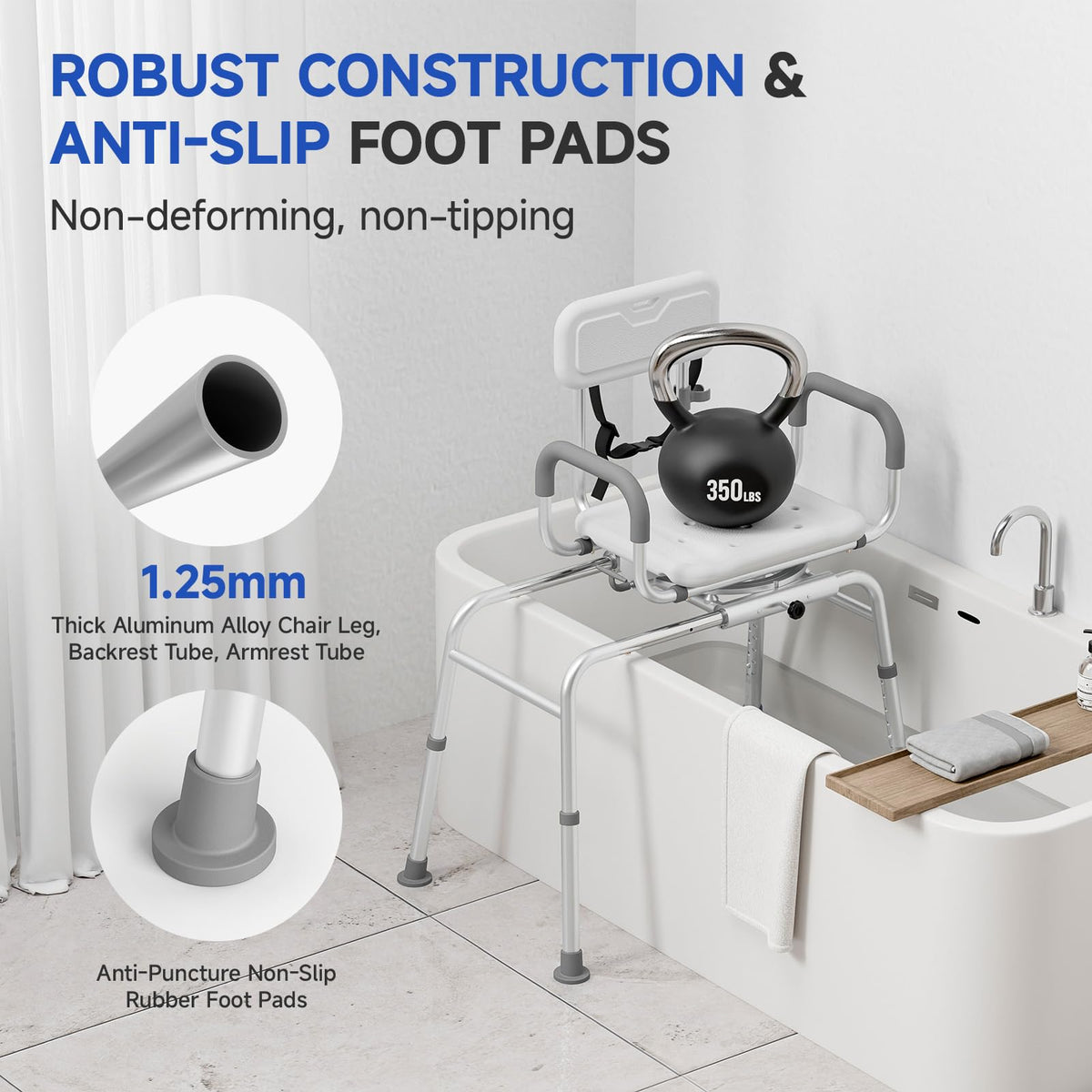 Sliding Shower Chair with Swivel Seat H873