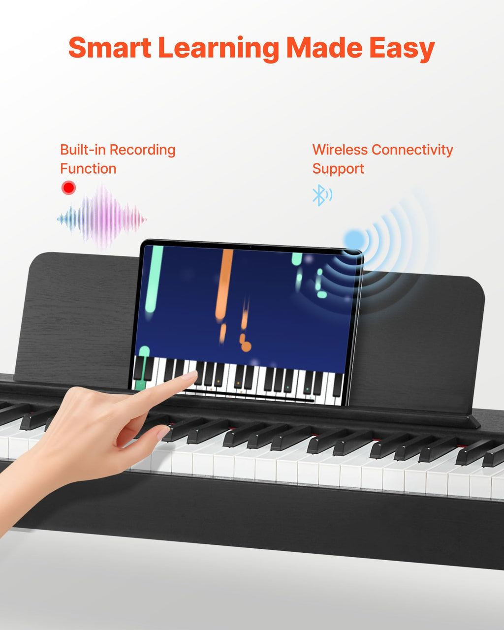88 Keys Weighted Digital Piano with Furniture Stand and Triple Pedal, Black K33691