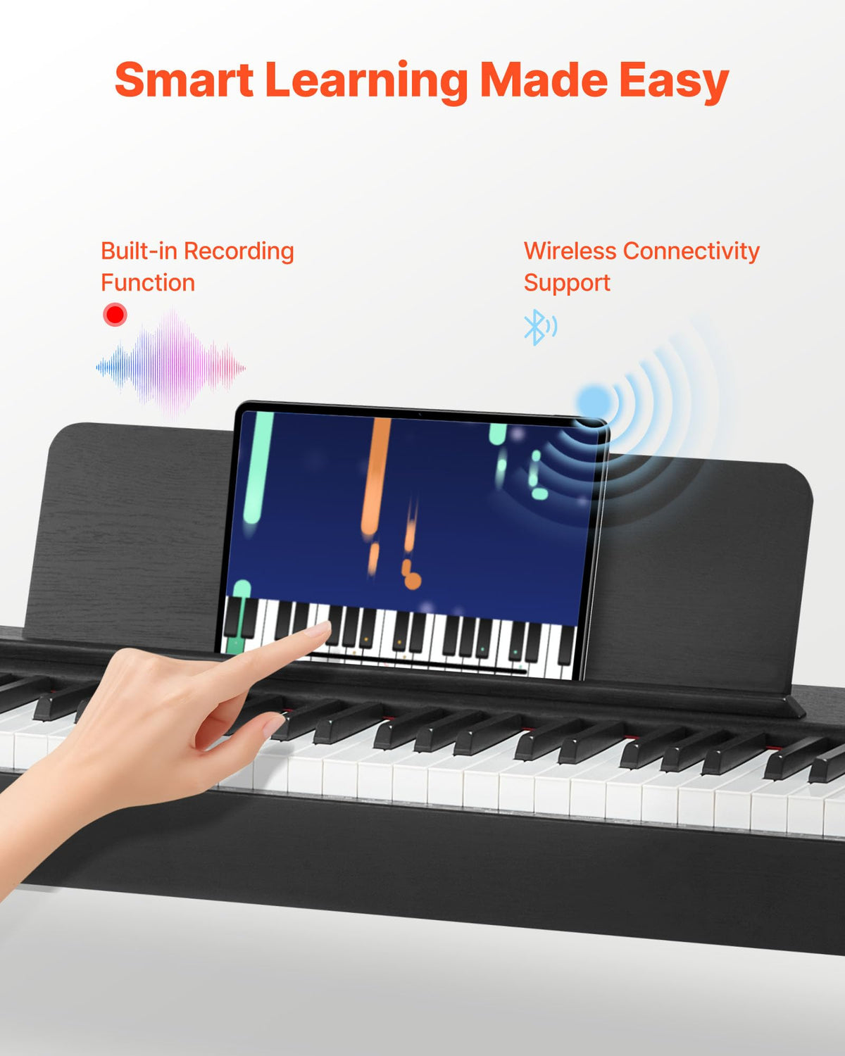88 Keys Weighted Digital Piano with Furniture Stand and Triple Pedal, Black K33691