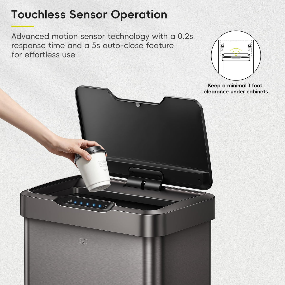 13.2 Gal Stainless Steel Motion Sensor Trash Can Z703