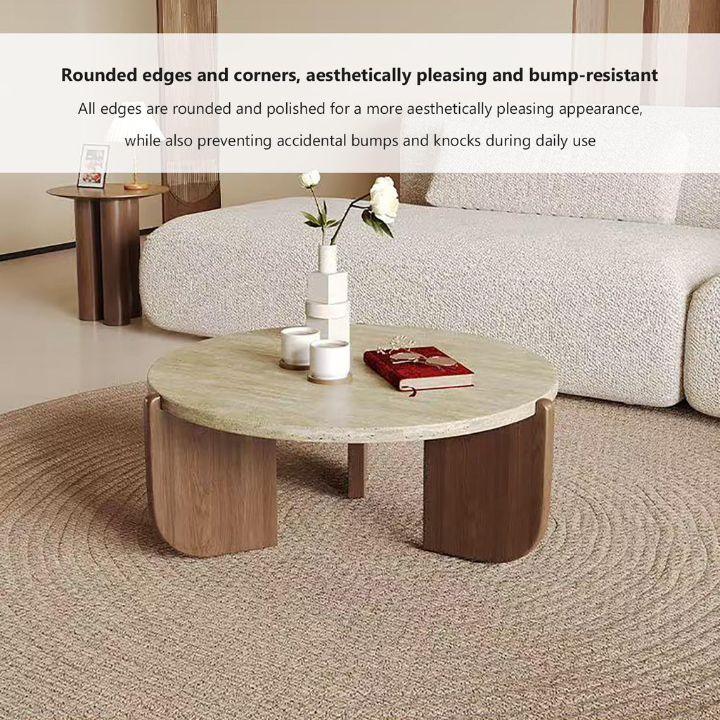 Solid Wood Stone Top Coffee Table D4585