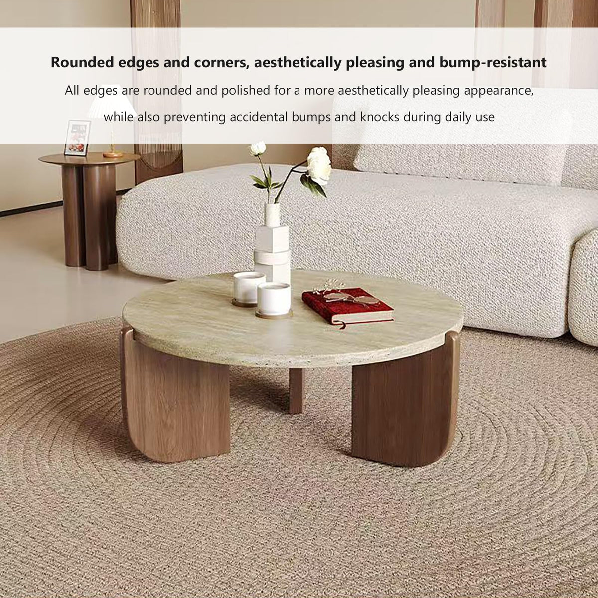 Solid Wood Stone Top Coffee Table D4585