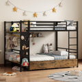 Twin Over Twin Metal Bunk Bed with Storage S1344