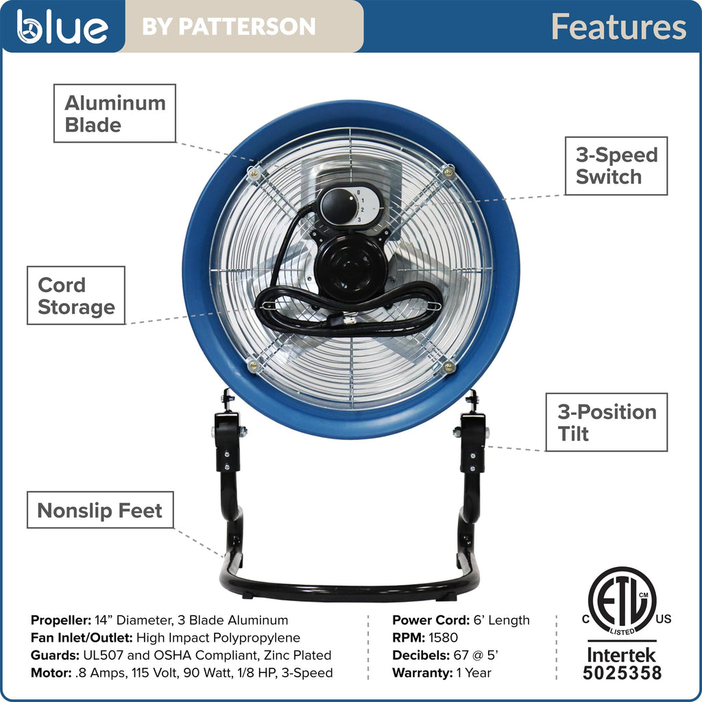 Blue 20-Inch 3-Speed Floor Fan A723634