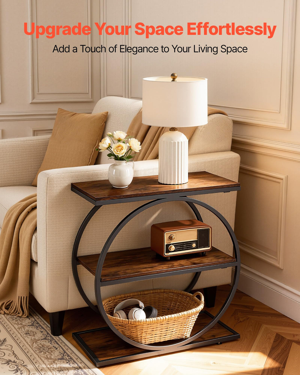 3-Tier Narrow Side Table with Open Storage Shelves Q5282
