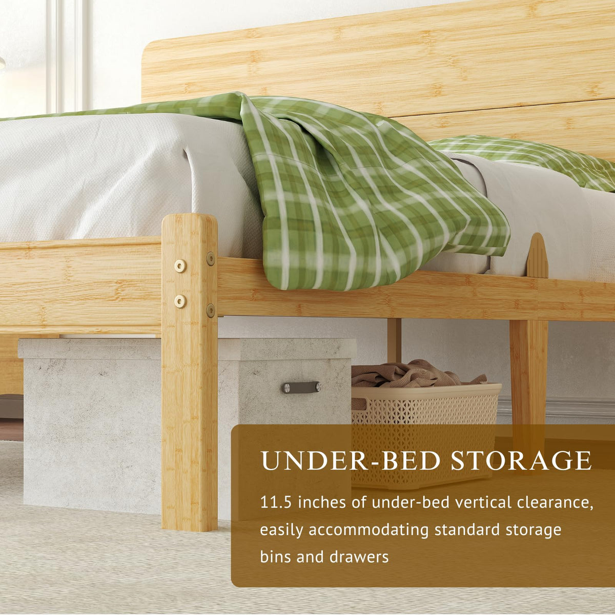 14 inch Bamboo Full Bed Frame with Headboard X320