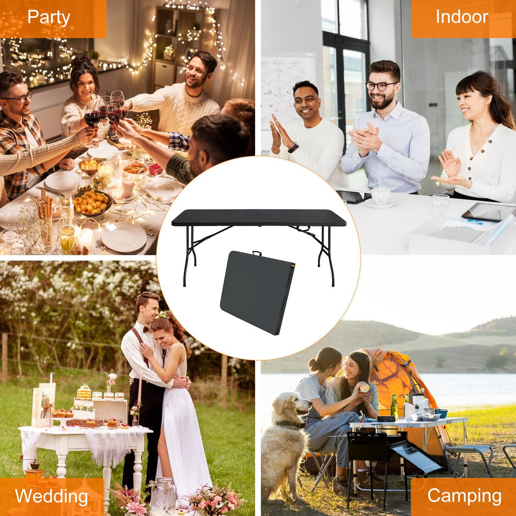 6 FT Black Folding Table with Carry Handle M141259
