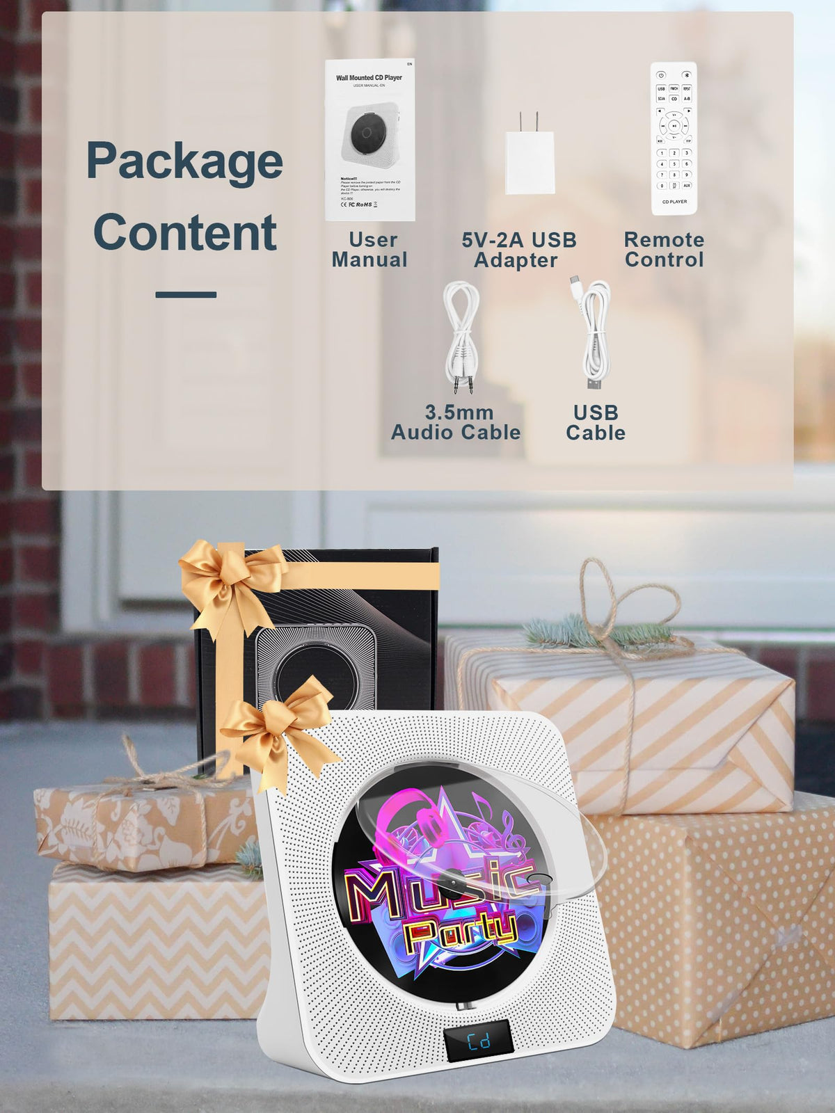 White Portable CD Player with Bluetooth A6732