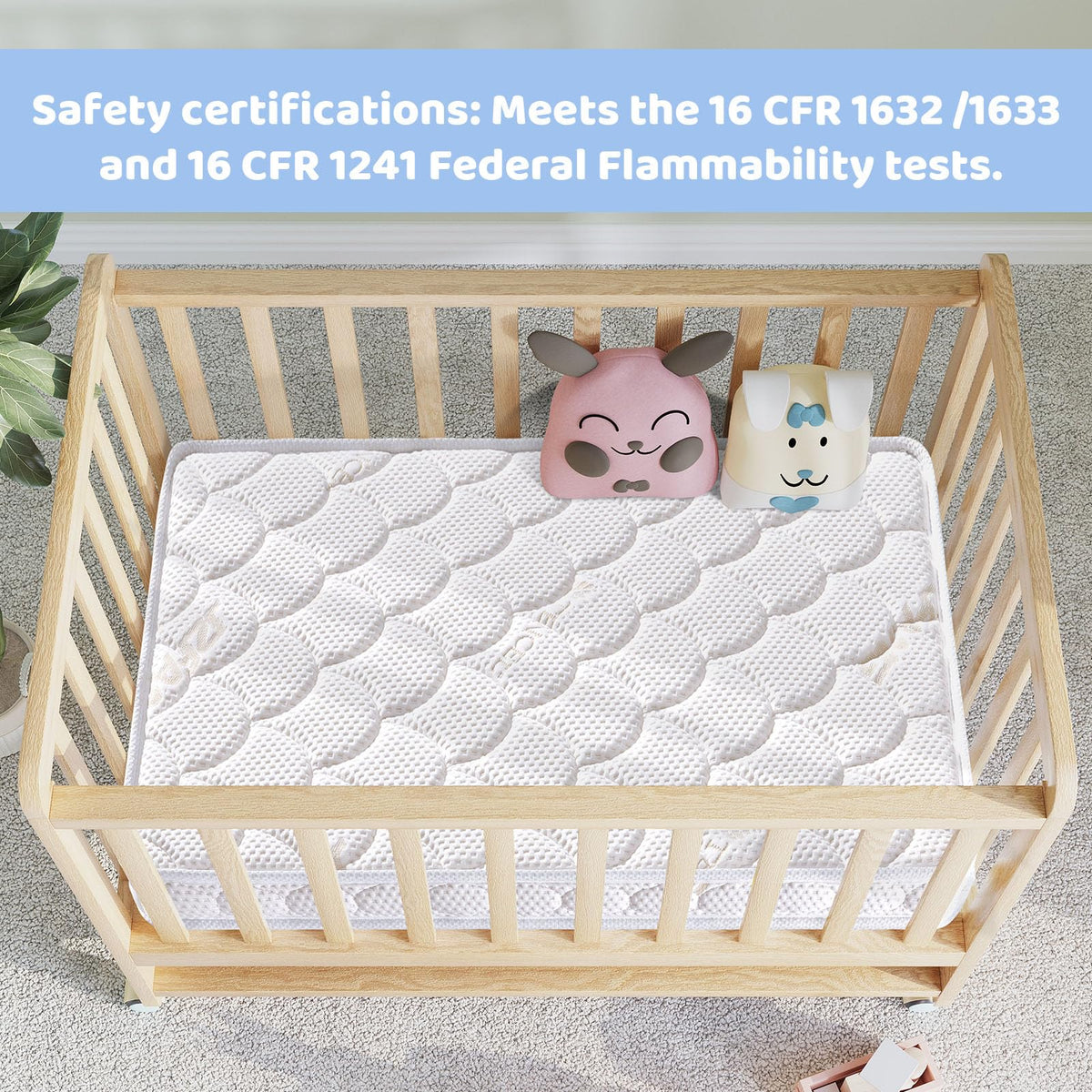 Mini Crib Mattress 38x24x4 Inch Dual Sided Firm Support Comfort Foam I403