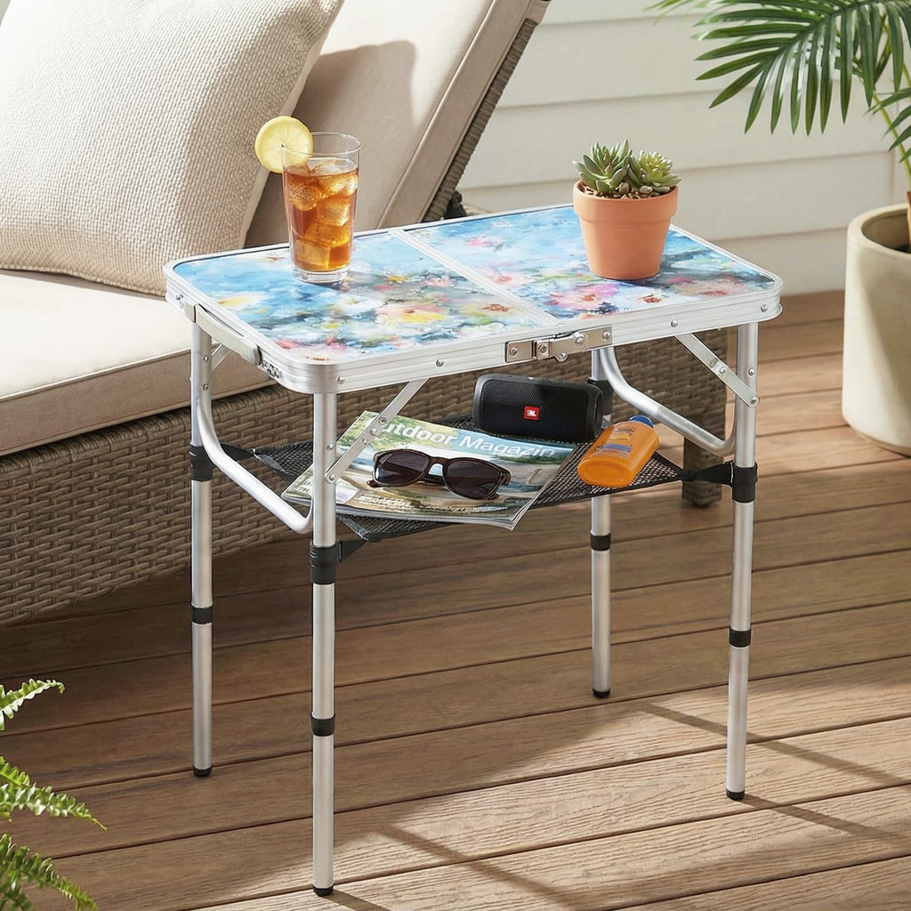 Portable 3 Adjustable Height Folding Outdoor Side Table A349