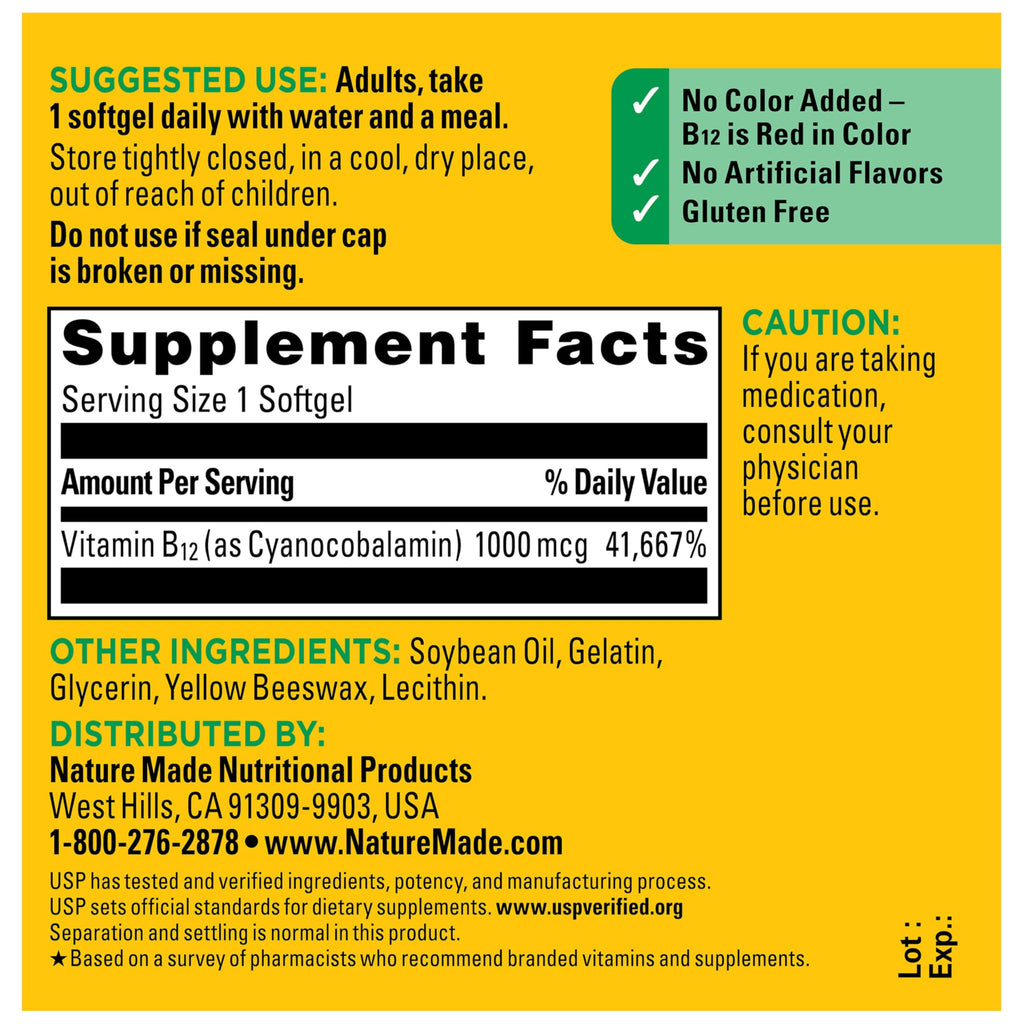 Vitamin B12 1000 mcg 150 Softgels I30444
