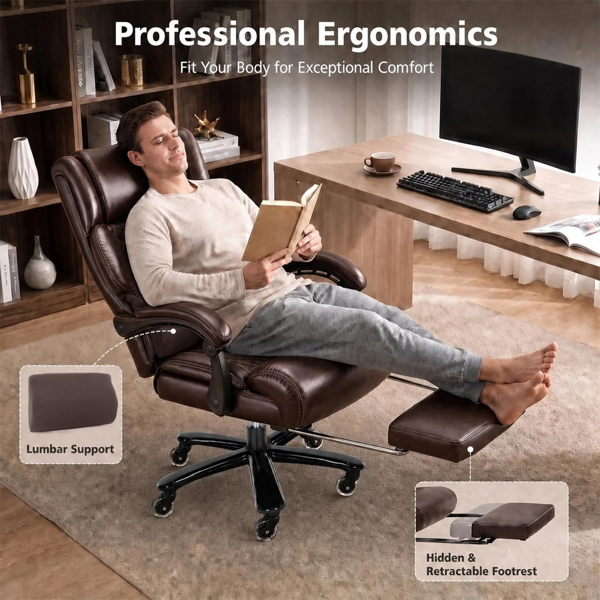 Big and Tall Office Chair with Footrest T189984