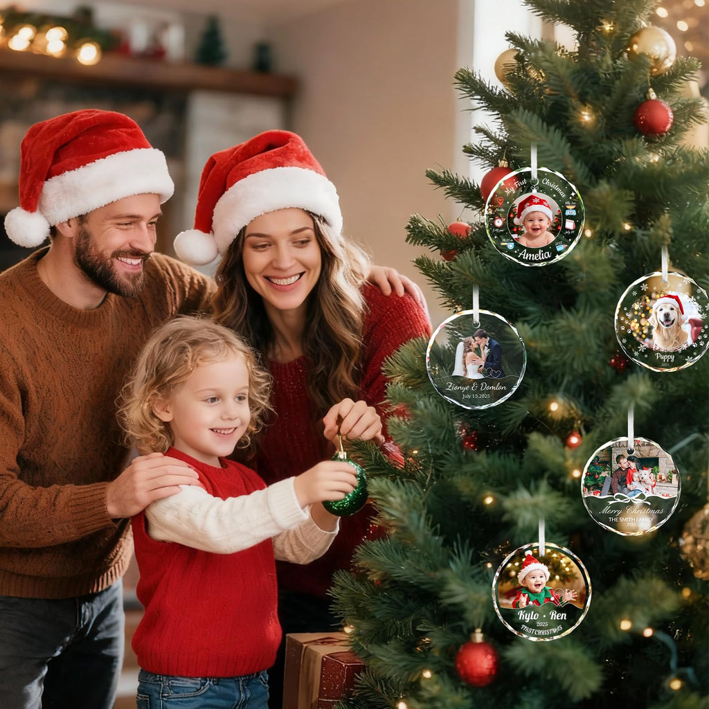 Custom Photo Crystal Glass Christmas Ornament L939392