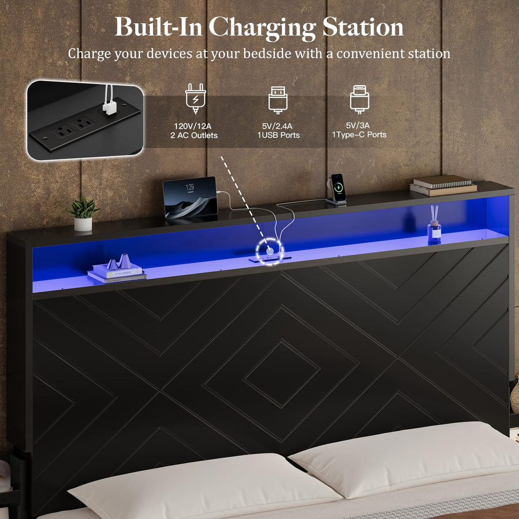 King Size Bed Frame with Tall Headboard T521591