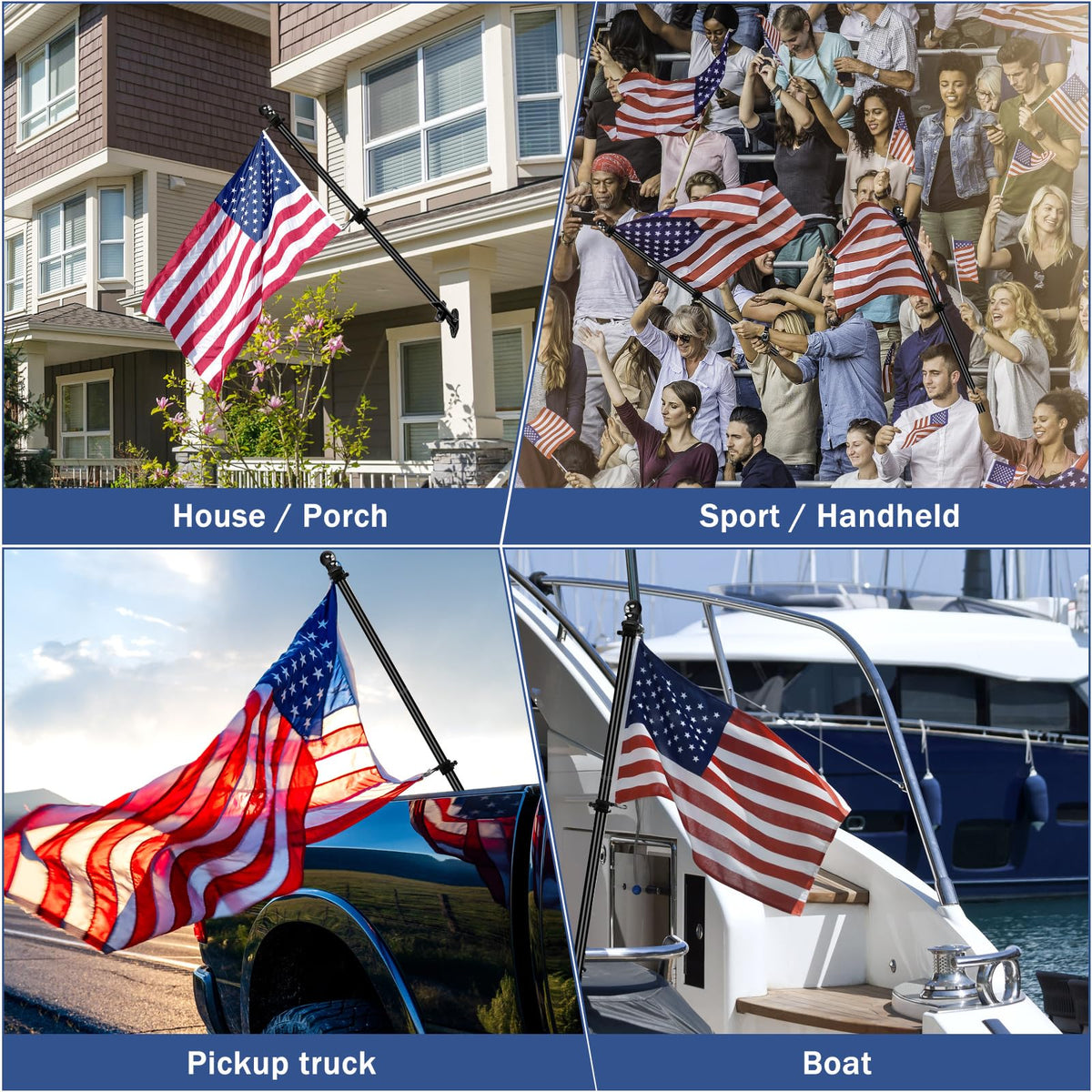 5FT Stainless Steel Wall Mounted Flag Pole Kit with Holder G649