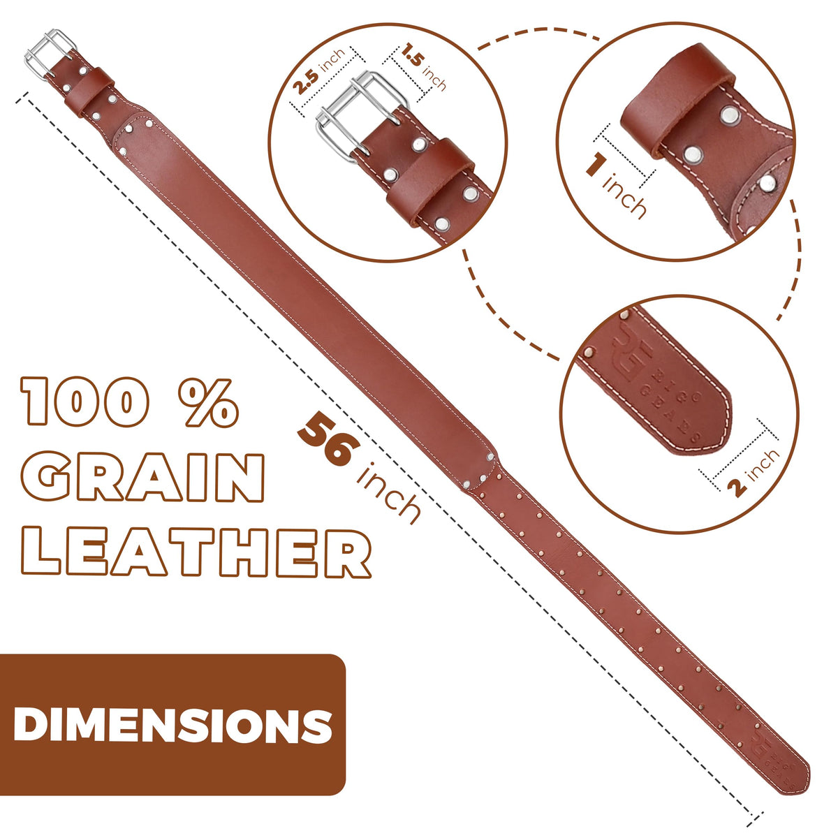 Leather Tool Belt 3 Inch 34" to 49" O979