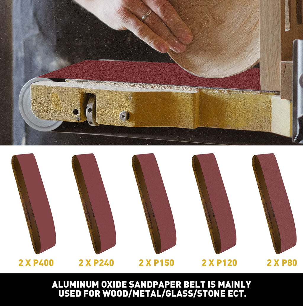 4 x 36 Aluminum Oxide Sanding Belts and 6 Inch Self Stick Sanding Discs 22 Pcs M552489