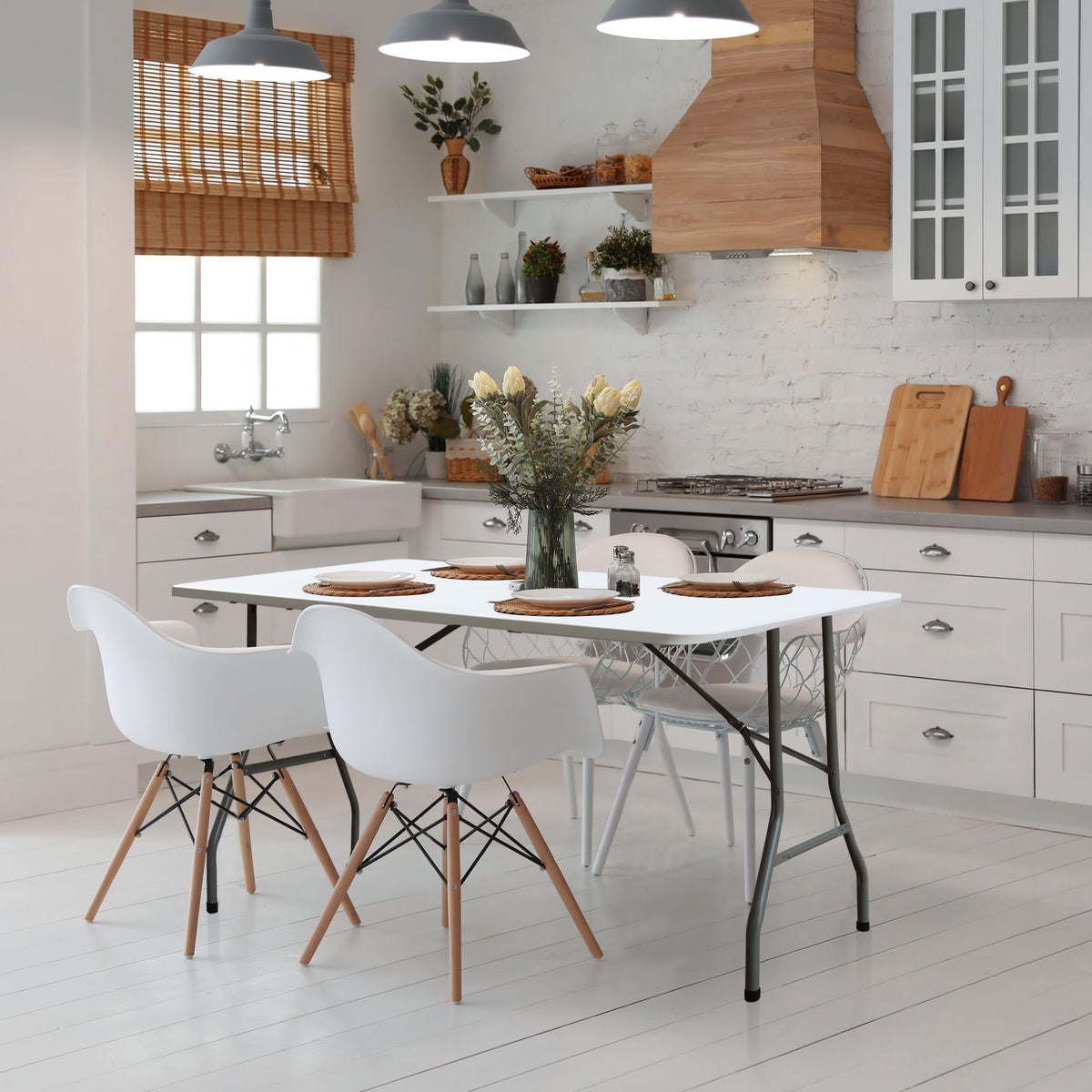 White 6FT Foldable Plastic Table R883