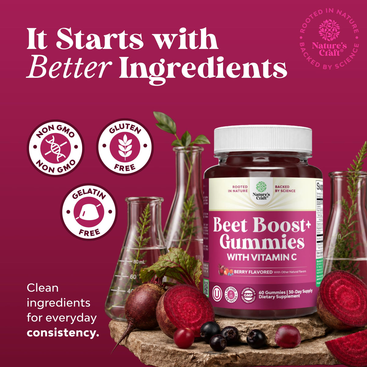 Beet Root Gummies with Vitamin C 60 Ct X908040